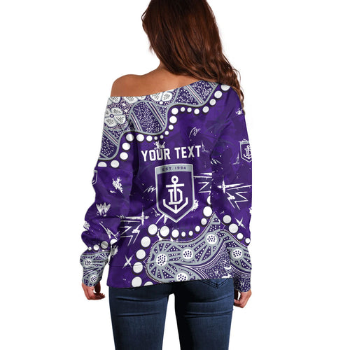 Personalized Fremantle Dockers Off Shoulder Sweater Aboriginal Pattern with Graffiti Style