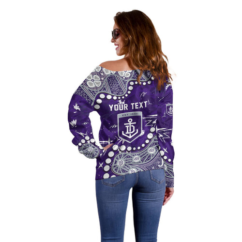 Personalized Fremantle Dockers Off Shoulder Sweater Aboriginal Pattern with Graffiti Style