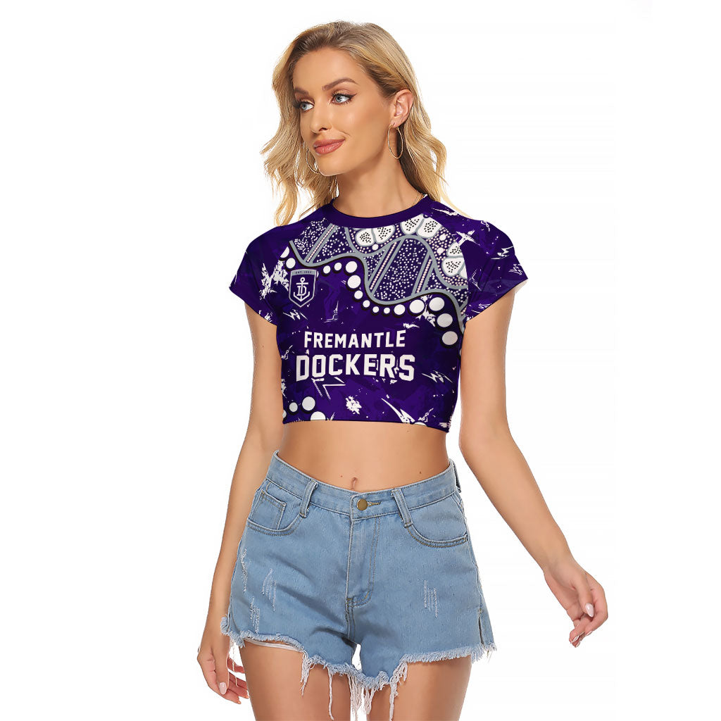 Personalized Fremantle Dockers Raglan Cropped T Shirt Aboriginal Pattern with Graffiti Style