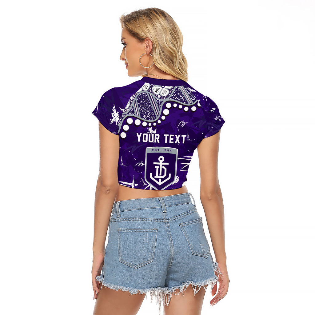 Personalized Fremantle Dockers Raglan Cropped T Shirt Aboriginal Pattern with Graffiti Style