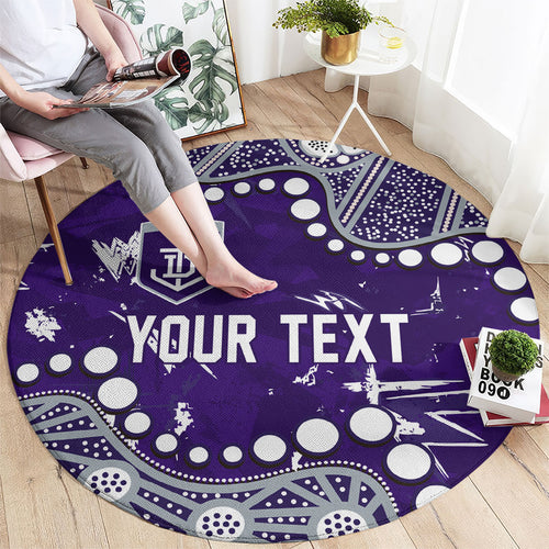 Personalized Fremantle Dockers Round Carpet Aboriginal Pattern with Graffiti Style