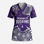 Personalized Fremantle Dockers Scrub Top Aboriginal Pattern with Graffiti Style