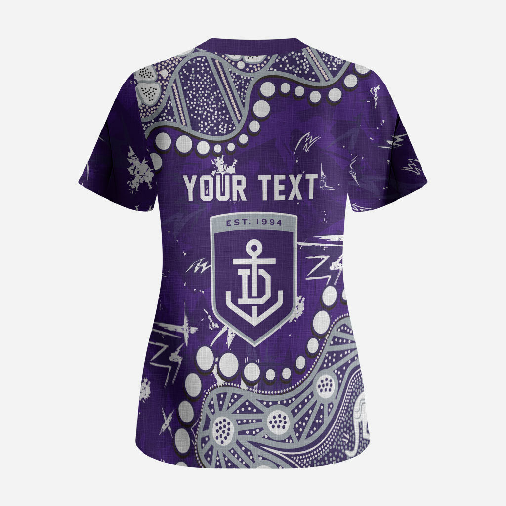 Personalized Fremantle Dockers Scrub Top Aboriginal Pattern with Graffiti Style