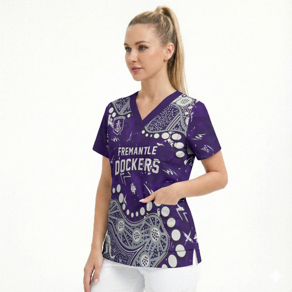 Personalized Fremantle Dockers Scrub Top Aboriginal Pattern with Graffiti Style