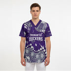 Personalized Fremantle Dockers Scrub Top Aboriginal Pattern with Graffiti Style