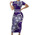 Personalized Fremantle Dockers Short Sleeve Bodycon Dress Aboriginal Pattern with Graffiti Style