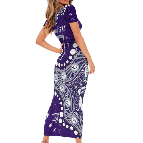 Personalized Fremantle Dockers Short Sleeve Bodycon Dress Aboriginal Pattern with Graffiti Style