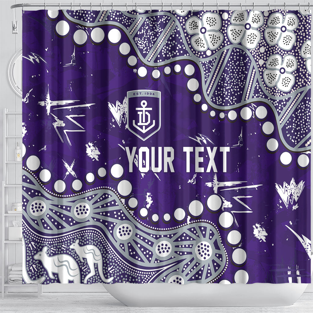 Personalized Fremantle Dockers Shower Curtain Aboriginal Pattern with Graffiti Style
