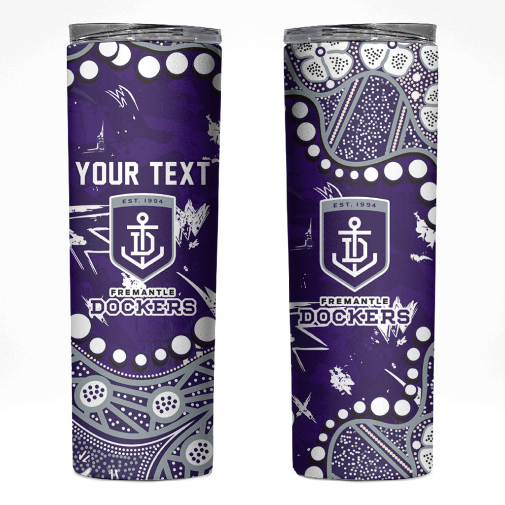 Personalized Fremantle Dockers Skinny Tumbler Aboriginal Pattern with Graffiti Style
