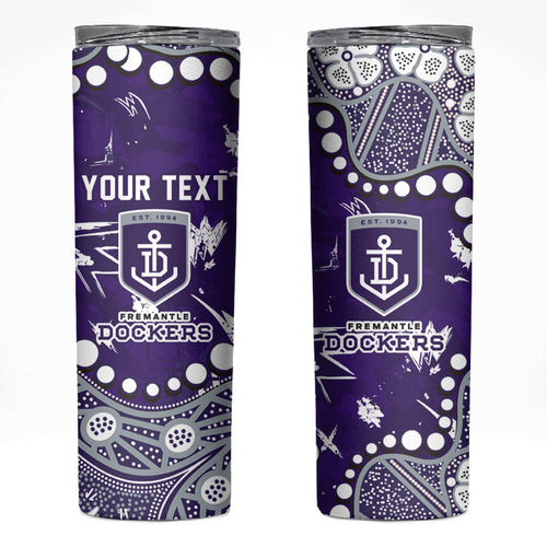 Personalized Fremantle Dockers Skinny Tumbler Aboriginal Pattern with Graffiti Style
