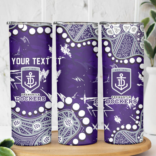 Personalized Fremantle Dockers Skinny Tumbler Aboriginal Pattern with Graffiti Style
