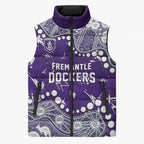 Personalized Fremantle Dockers Sleeveless Puffer Jacket Aboriginal Pattern with Graffiti Style