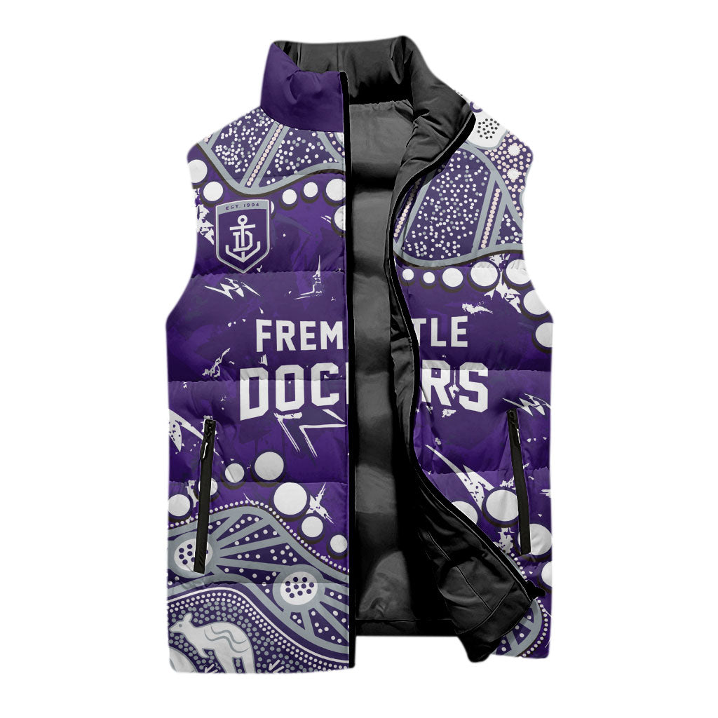 Personalized Fremantle Dockers Sleeveless Puffer Jacket Aboriginal Pattern with Graffiti Style