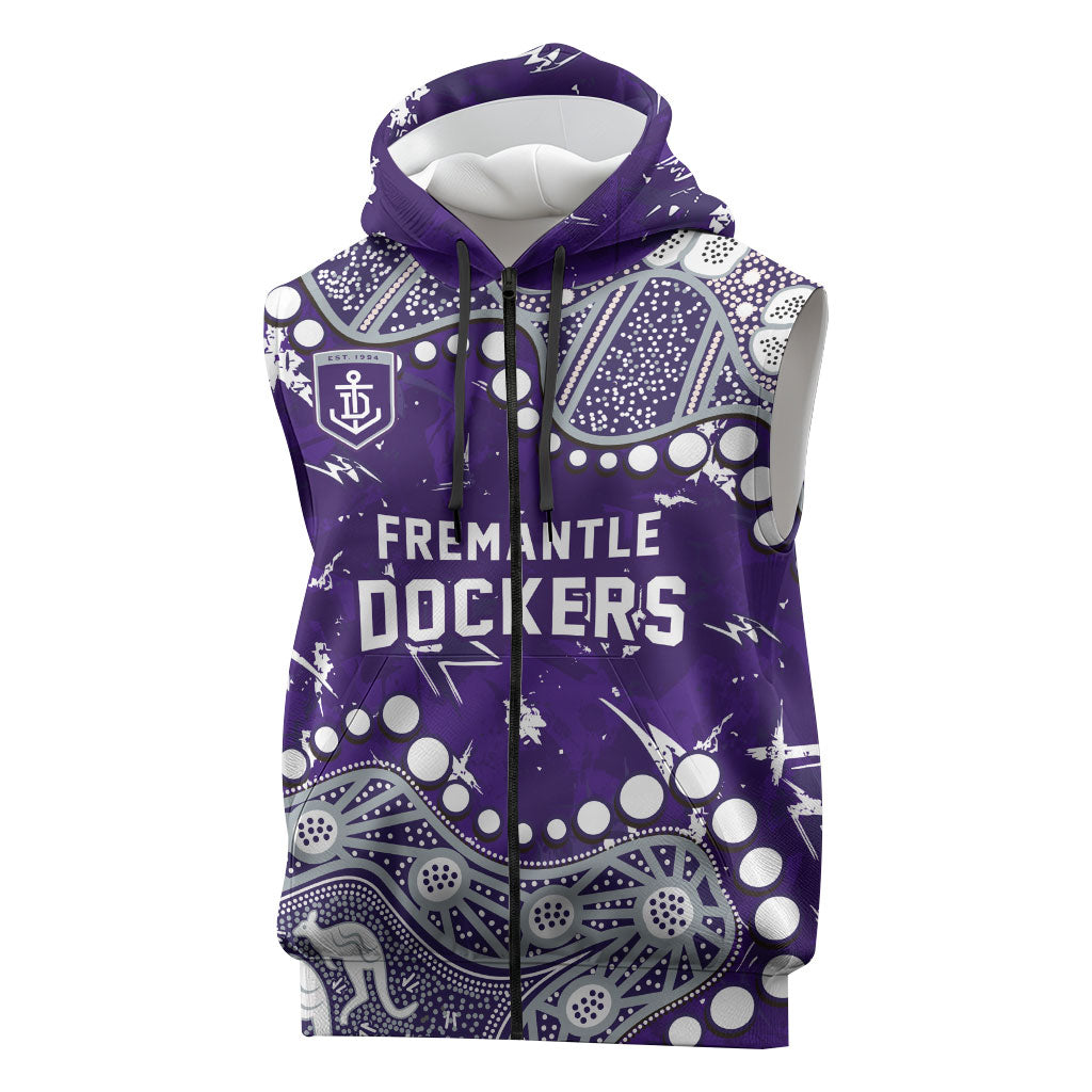 Personalized Fremantle Dockers Sleeveless Zip Hoodie Aboriginal Pattern with Graffiti Style