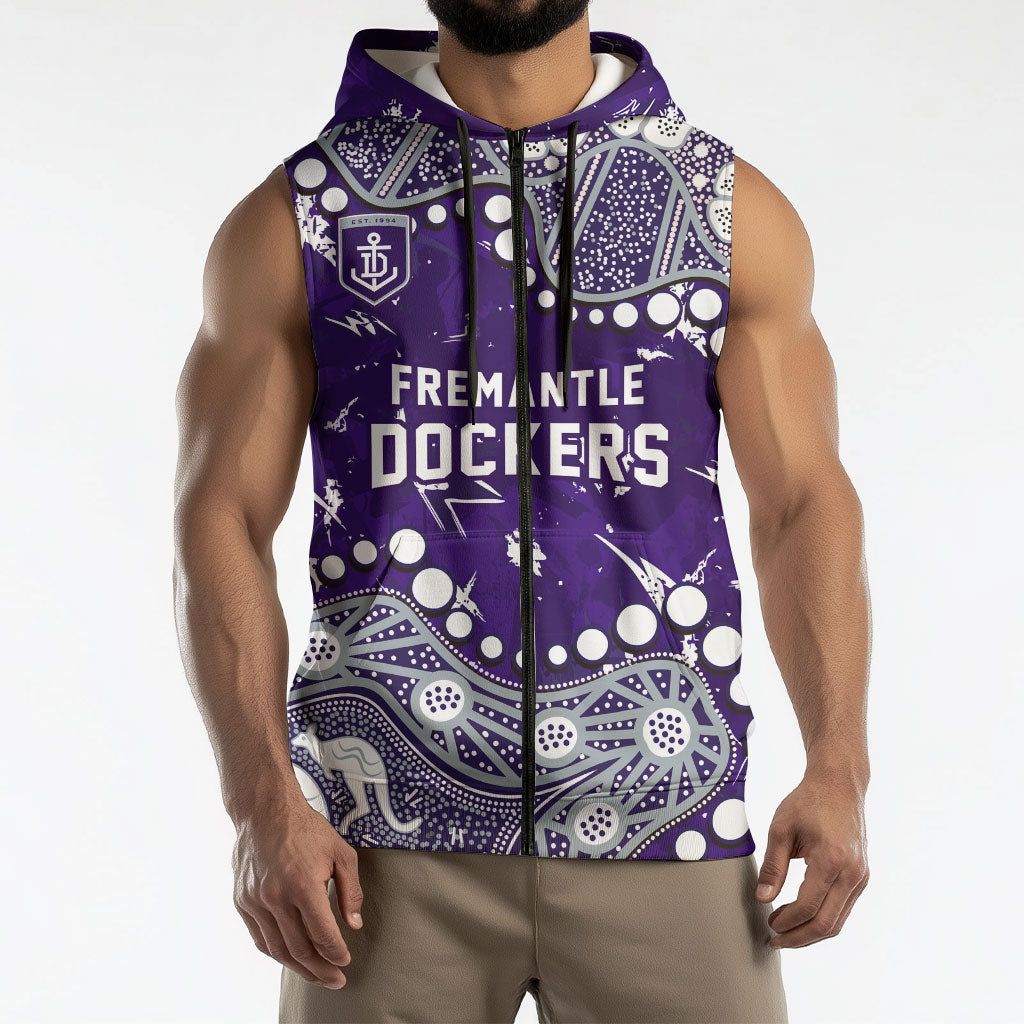 Personalized Fremantle Dockers Sleeveless Zip Hoodie Aboriginal Pattern with Graffiti Style