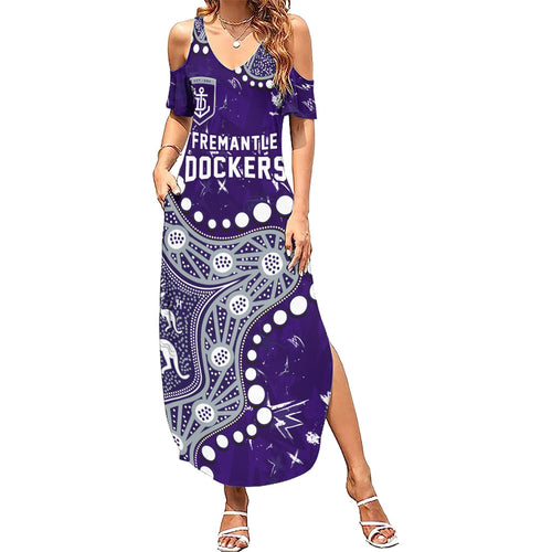 Personalized Fremantle Dockers Summer Maxi Dress Aboriginal Pattern with Graffiti Style