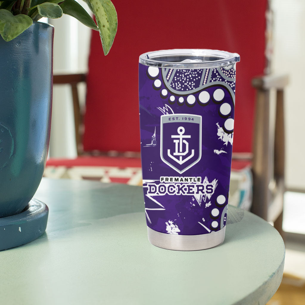 Personalized Fremantle Dockers Tumbler Cup Aboriginal Pattern with Graffiti Style