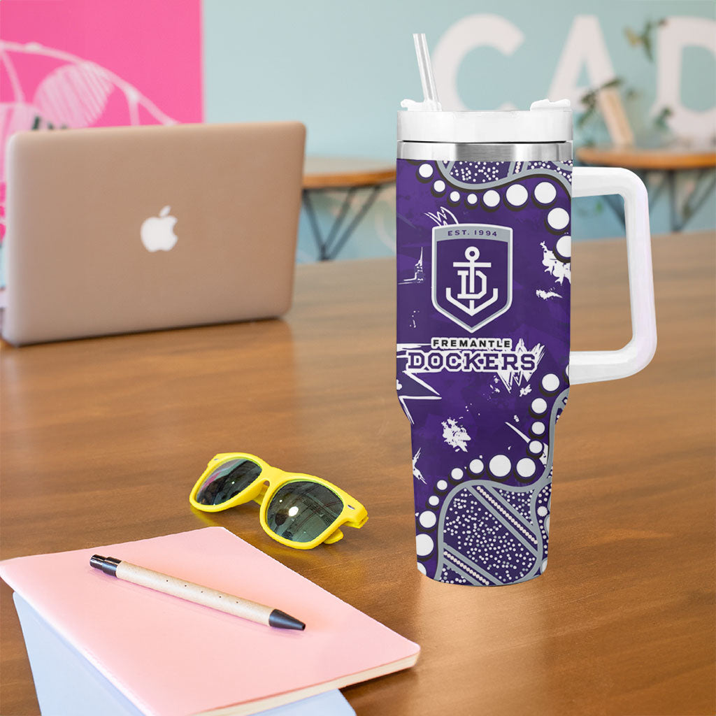 Personalized Fremantle Dockers Tumbler With Handle Aboriginal Pattern with Graffiti Style