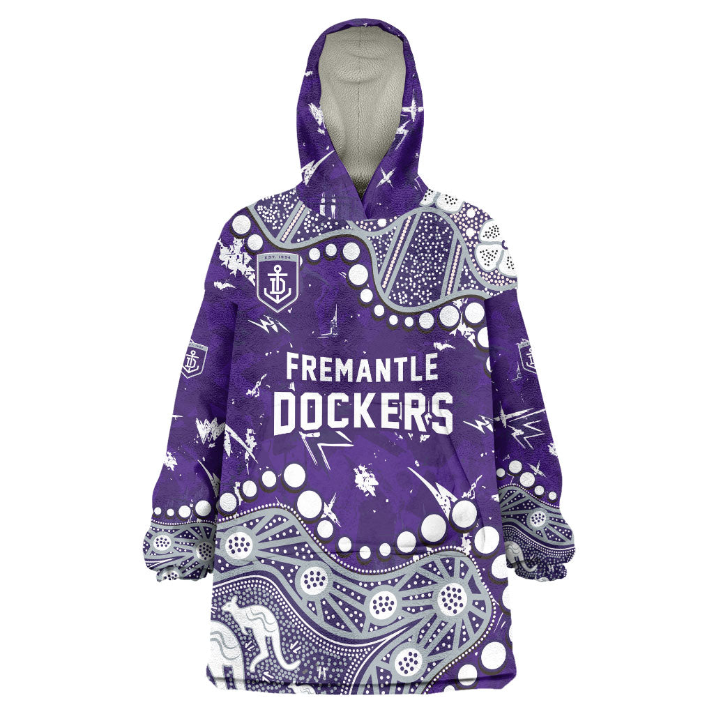 Personalized Fremantle Dockers Wearable Blanket Hoodie Aboriginal Pattern with Graffiti Style