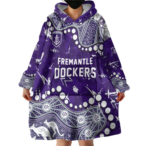 Personalized Fremantle Dockers Wearable Blanket Hoodie Aboriginal Pattern with Graffiti Style