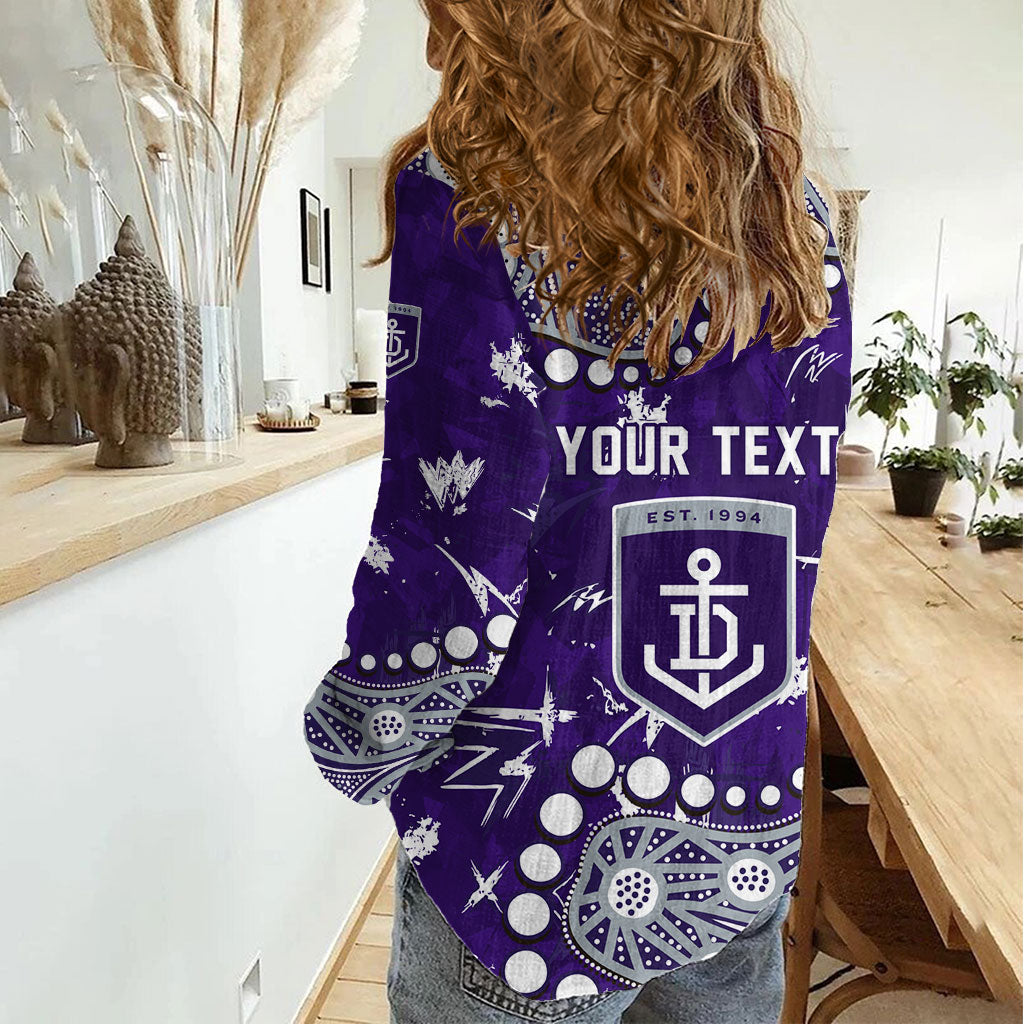 Personalized Fremantle Dockers Women Casual Shirt Aboriginal Pattern with Graffiti Style