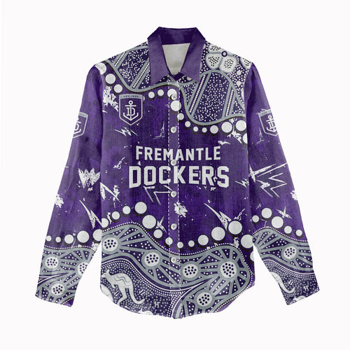 Personalized Fremantle Dockers Women Casual Shirt Aboriginal Pattern with Graffiti Style