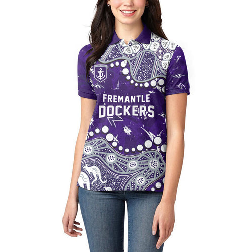 Personalized Fremantle Dockers Women Polo Shirt Aboriginal Pattern with Graffiti Style