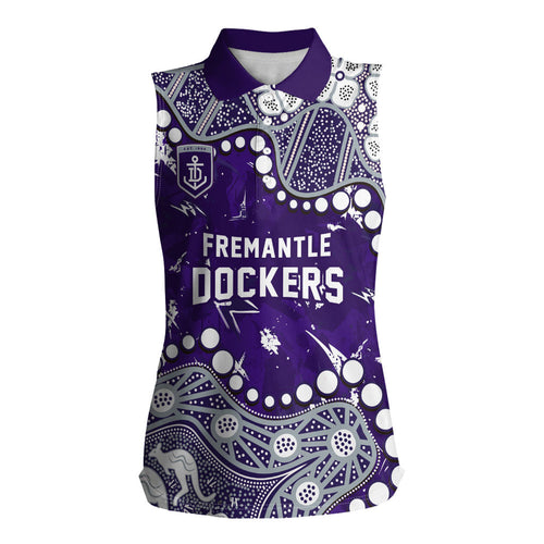 Personalized Fremantle Dockers Women Sleeveless Polo Shirt Aboriginal Pattern with Graffiti Style