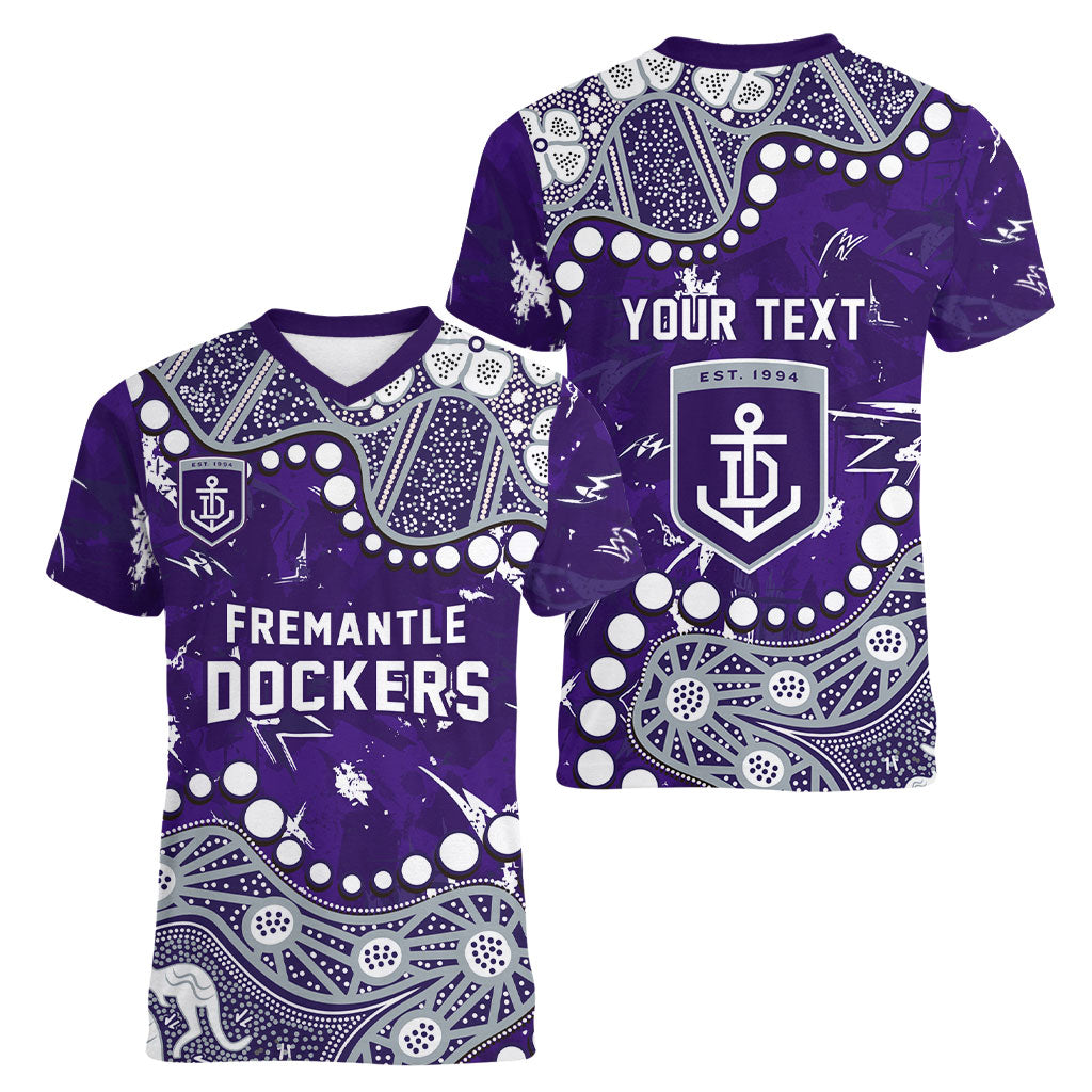 Personalized Fremantle Dockers Women V-Neck T-Shirt Aboriginal Pattern with Graffiti Style