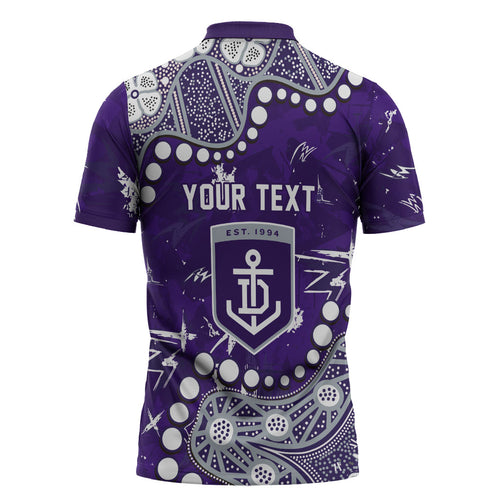 Personalized Fremantle Dockers Zipper Polo Shirt Aboriginal Pattern with Graffiti Style