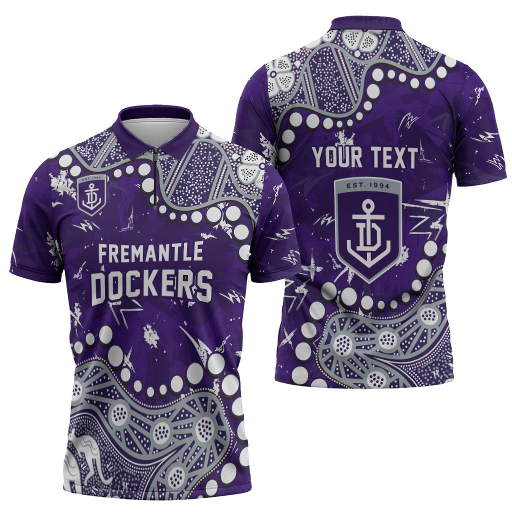 Personalized Fremantle Dockers Zipper Polo Shirt Aboriginal Pattern with Graffiti Style