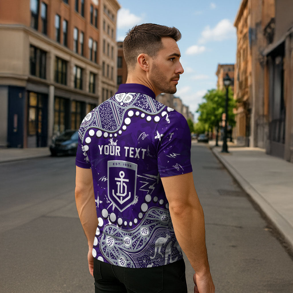 Personalized Fremantle Dockers Zipper Polo Shirt Aboriginal Pattern with Graffiti Style