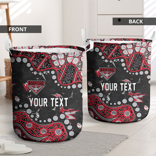 Personalized Essendon Bombers Laundry Basket Aboriginal Pattern with Graffiti Style