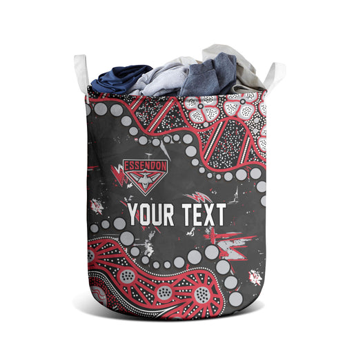 Personalized Essendon Bombers Laundry Basket Aboriginal Pattern with Graffiti Style