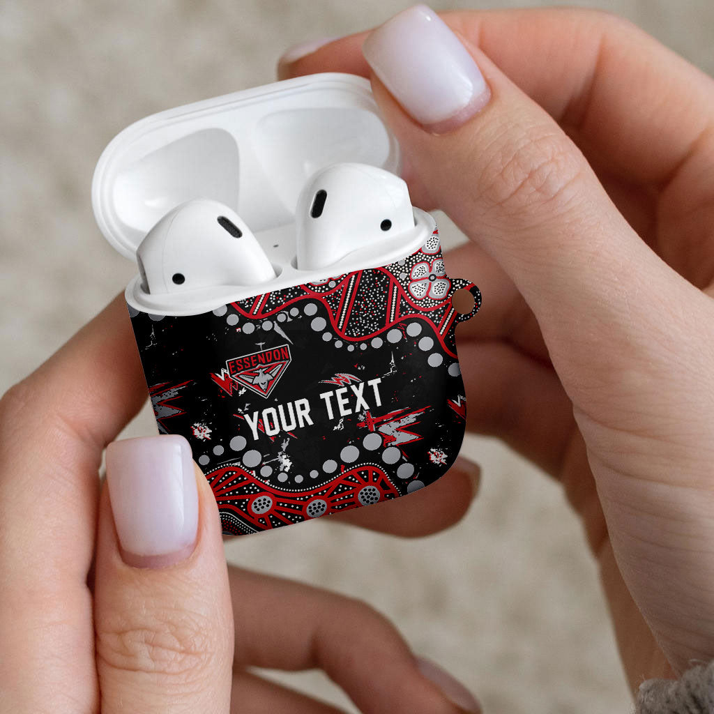 Personalized Essendon Bombers AirPods Case Aboriginal Pattern with Graffiti Style