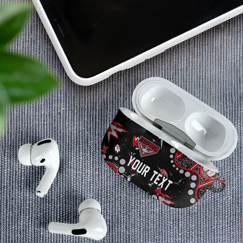 Personalized Essendon Bombers AirPods Case Aboriginal Pattern with Graffiti Style
