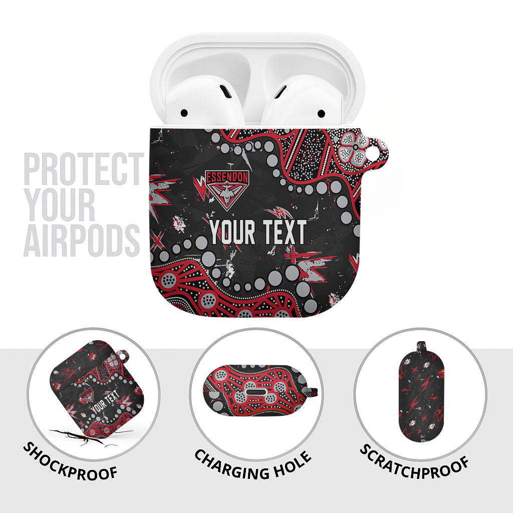 Personalized Essendon Bombers AirPods Case Aboriginal Pattern with Graffiti Style