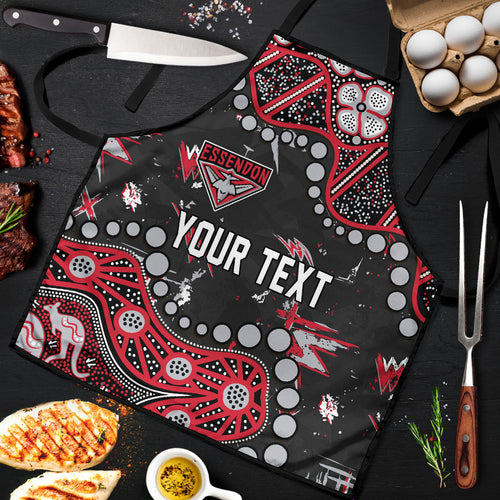 Personalized Essendon Bombers Apron Aboriginal Pattern with Graffiti Style
