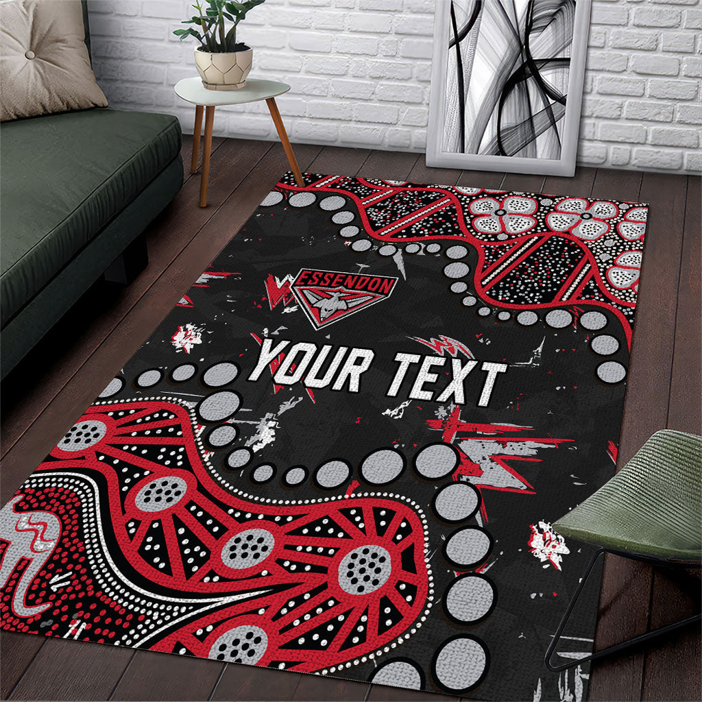 Personalized Essendon Bombers Area Rug Aboriginal Pattern with Graffiti Style