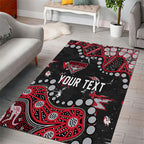 Personalized Essendon Bombers Area Rug Aboriginal Pattern with Graffiti Style