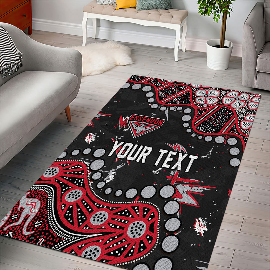 Personalized Essendon Bombers Area Rug Aboriginal Pattern with Graffiti Style