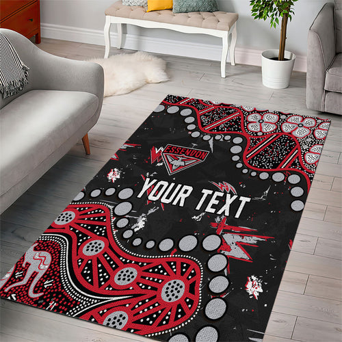 Personalized Essendon Bombers Area Rug Aboriginal Pattern with Graffiti Style