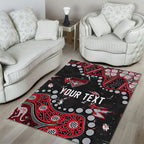 Personalized Essendon Bombers Area Rug Aboriginal Pattern with Graffiti Style