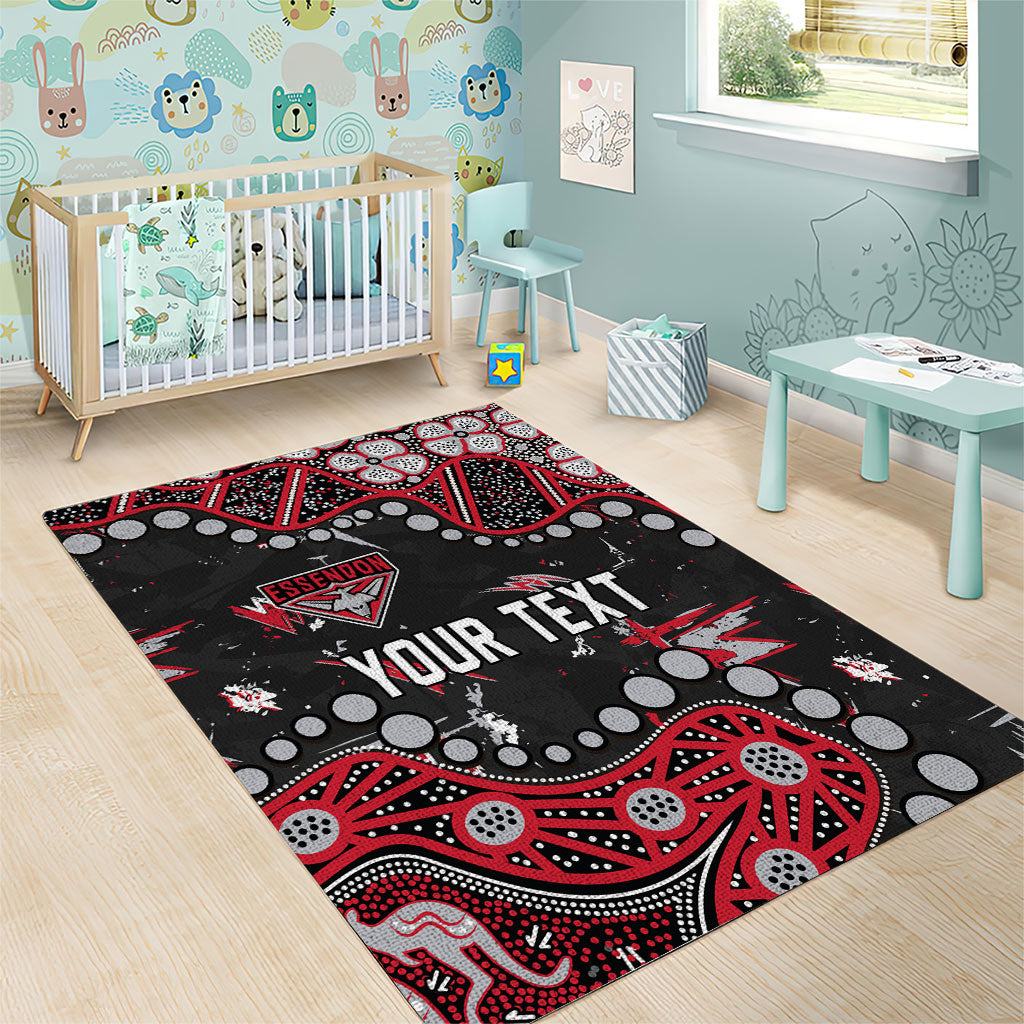 Personalized Essendon Bombers Area Rug Aboriginal Pattern with Graffiti Style
