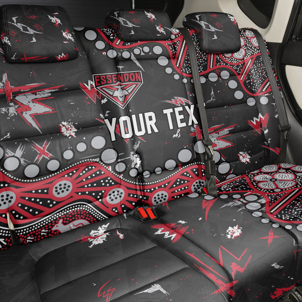 Personalized Essendon Bombers Back Car Seat Cover Aboriginal Pattern with Graffiti Style