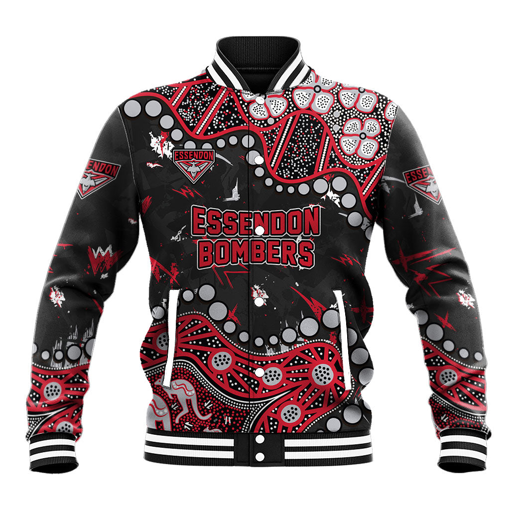 Personalized Essendon Bombers Baseball Jacket Aboriginal Pattern with Graffiti Style