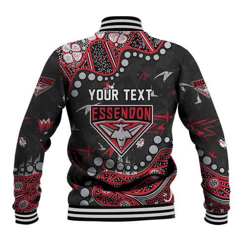Personalized Essendon Bombers Baseball Jacket Aboriginal Pattern with Graffiti Style