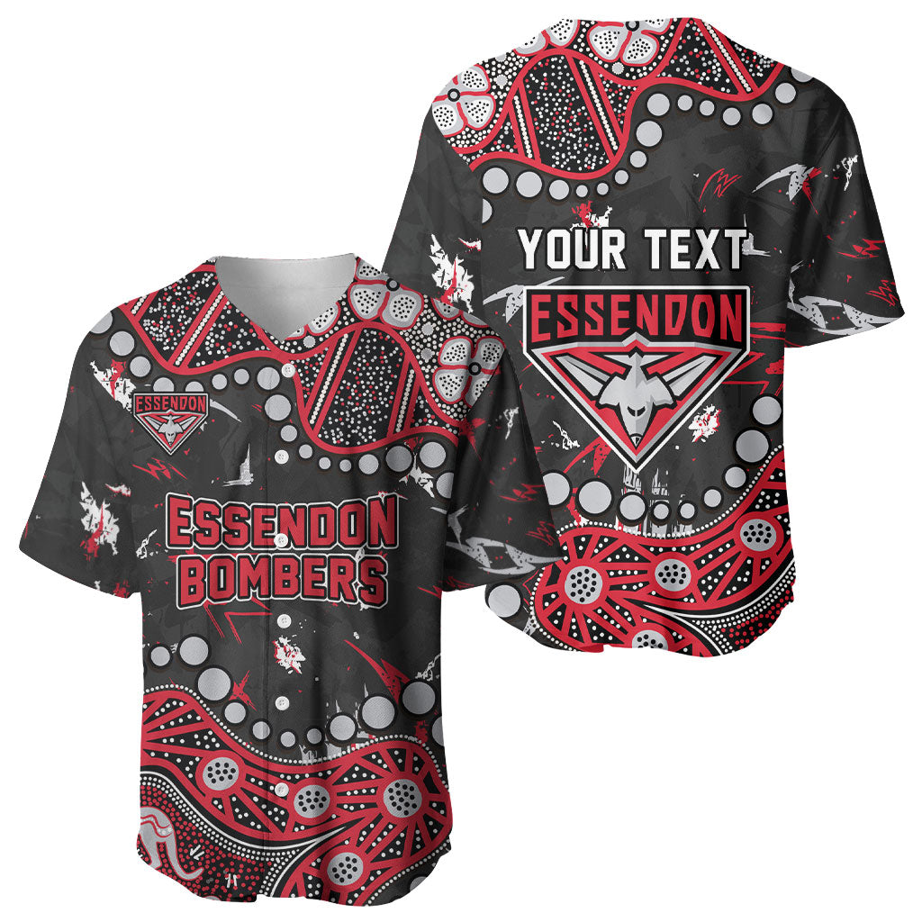 Personalized Essendon Bombers Baseball Jersey Aboriginal Pattern with Graffiti Style