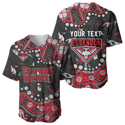 Personalized Essendon Bombers Baseball Jersey Aboriginal Pattern with Graffiti Style