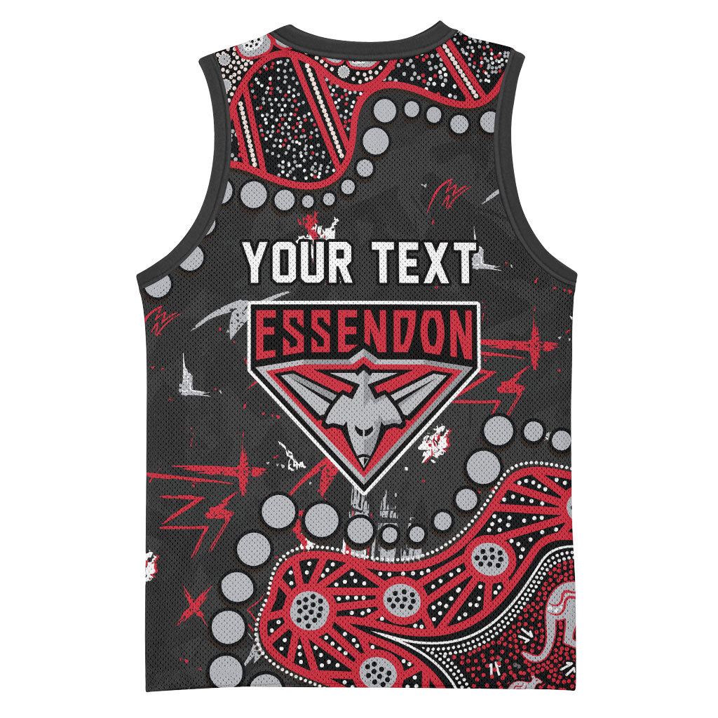 Personalized Essendon Bombers Basketball Jersey Aboriginal Pattern with Graffiti Style